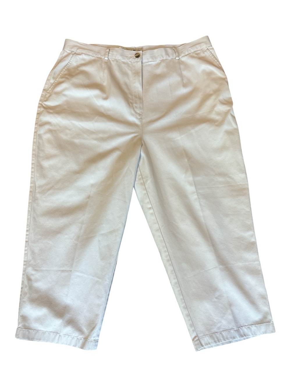 L.L. Bean Light Cream Cropped Straight-Leg Pants